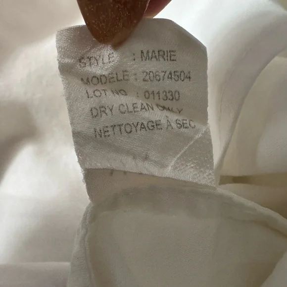 Theory Womens Marie Long Sleeve Blouse Top Sz M Medium Collar Cotton Blend Ivory - Picture 6 of 7